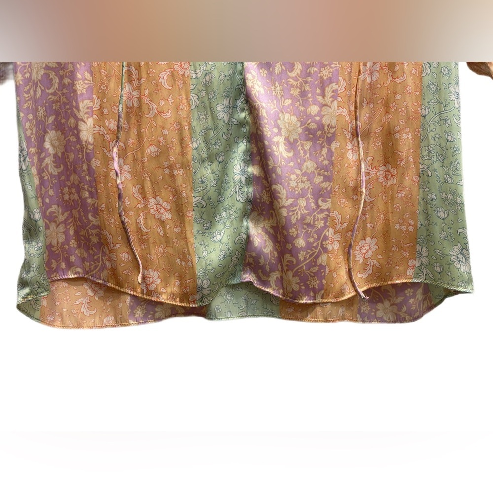 Current Air Anthropologie Floral Patchwork Boho Blouse XS Pastel Cottagecore Top - Picture 6 of 7